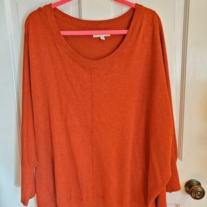 Women's orange plus size long sleeve sweater